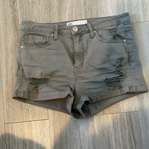 RSQ high rise olive green shorts